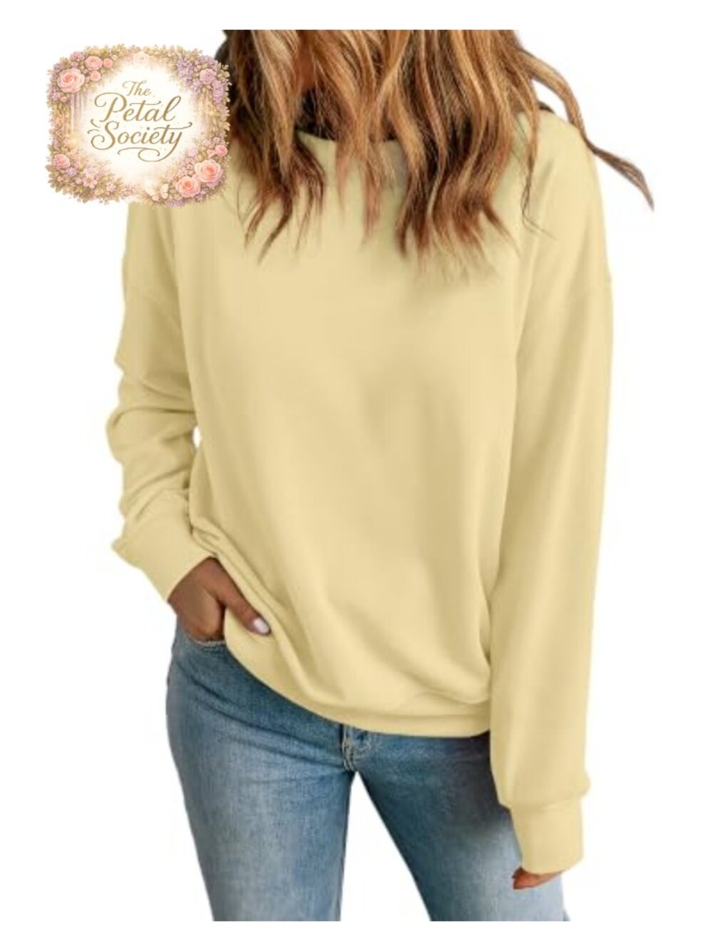 Womens Crew Neck Sweatshirt Long Sleeve Pullover Loose Fit